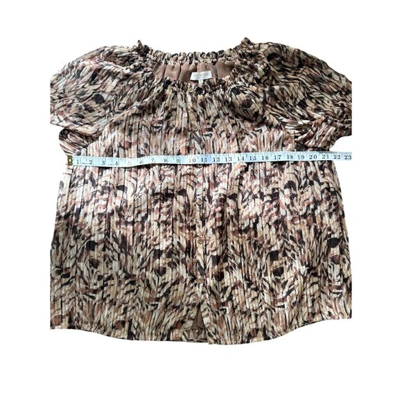Ramy Brook Off-Shoulder Top Blouse Abstract Print Brown Cream Womens Size L - Picture 5 of 8